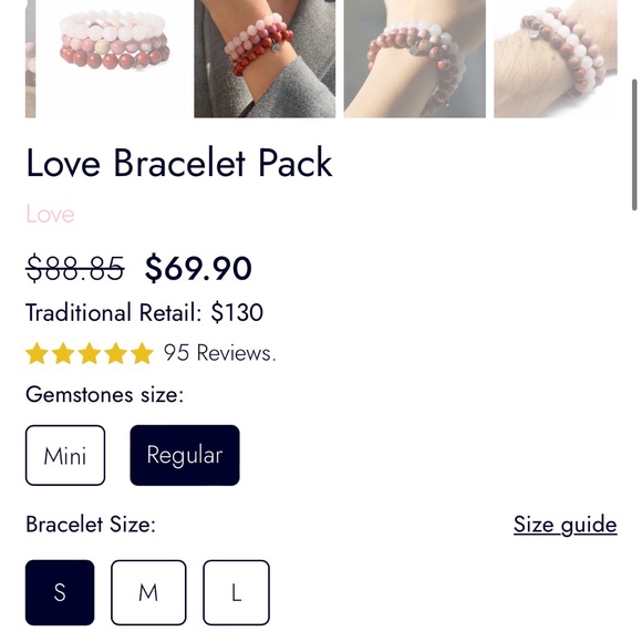 NEW Authentic Crystal Bracelets: Rose Quartz, Rhodonite, Red Jasper Love Stack - Picture 2 of 16